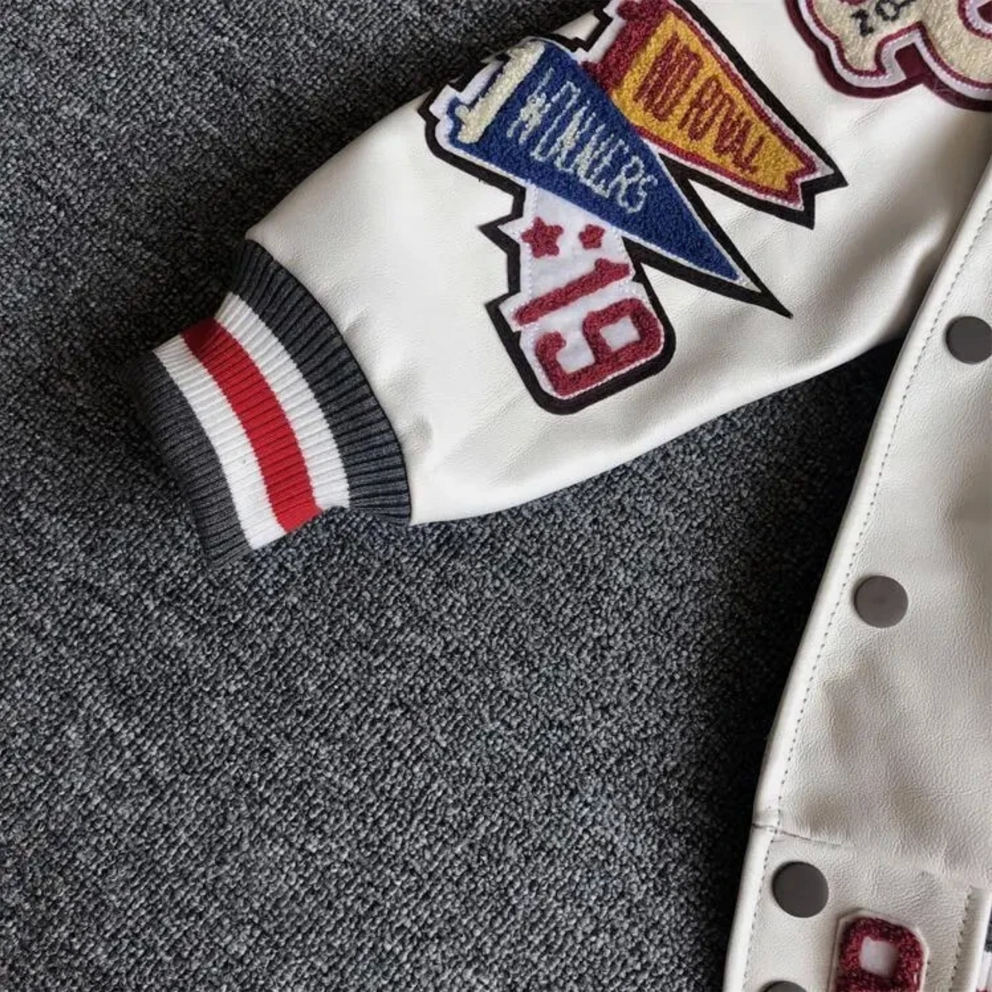 Mens Letterman Jacket Chenille Patches Logos Baseball Bomber Style Jacket