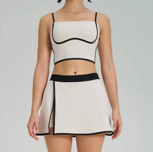 Womens Athletic Skirt And Crop Top Yoga Track Suite