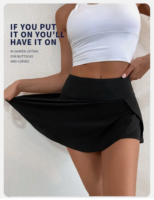 Womens Spandex Anti Glare Athletic Skirt With Under Garment An Flexible Mobility
