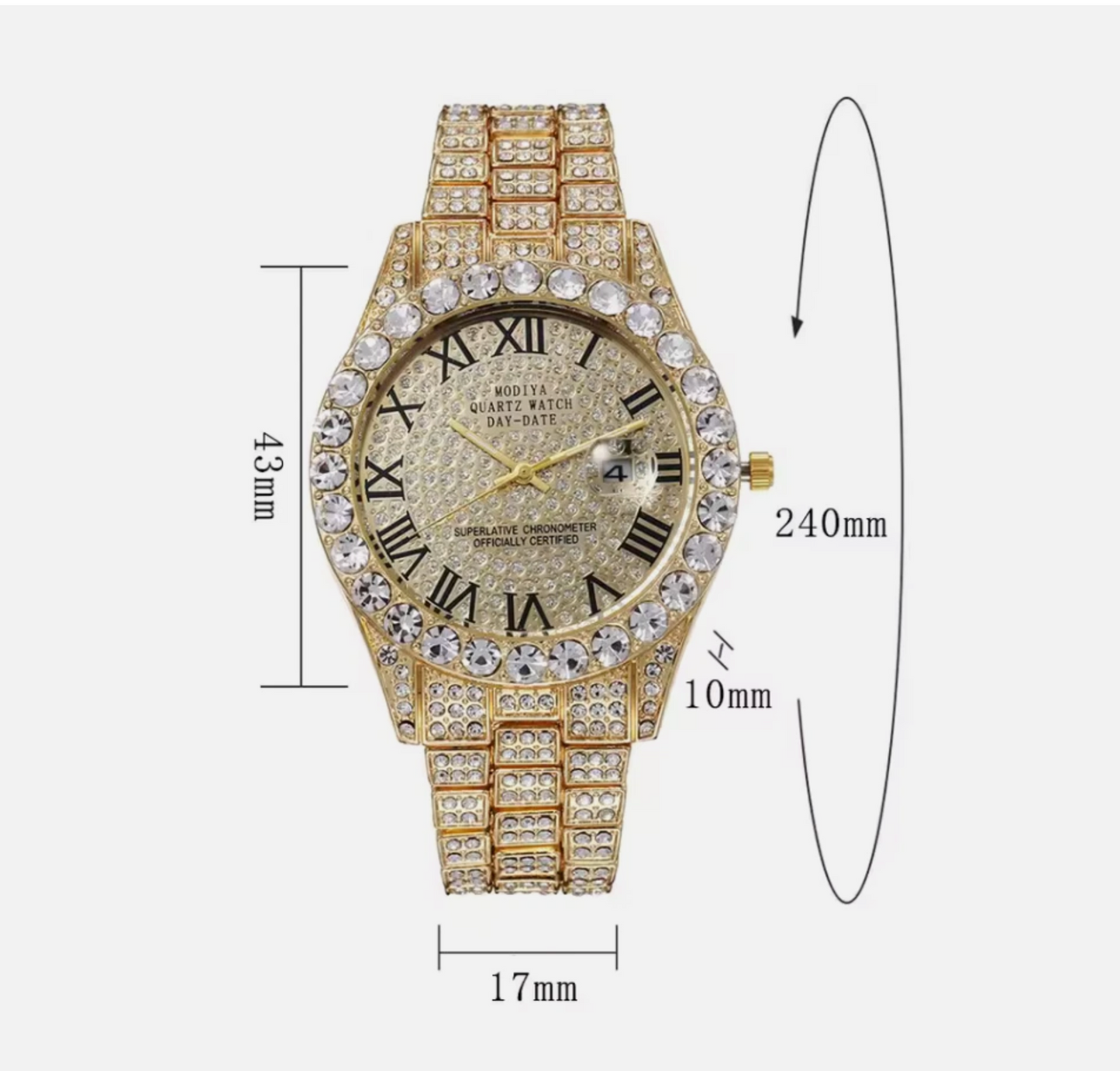 Luxurious Rhinestone Glimmering Blue & Gold Stainless Steel Soxy Quarts Watch
