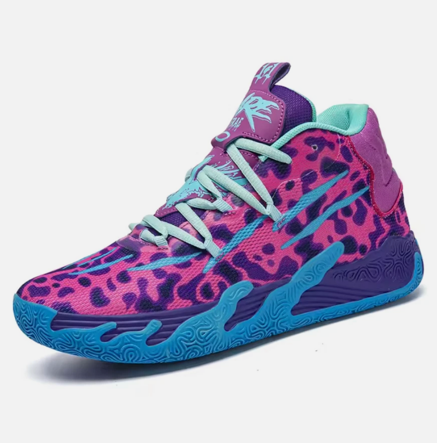 Mens Basketball or Running Shoes Super Grip, Colorful Tropical Style Shoe