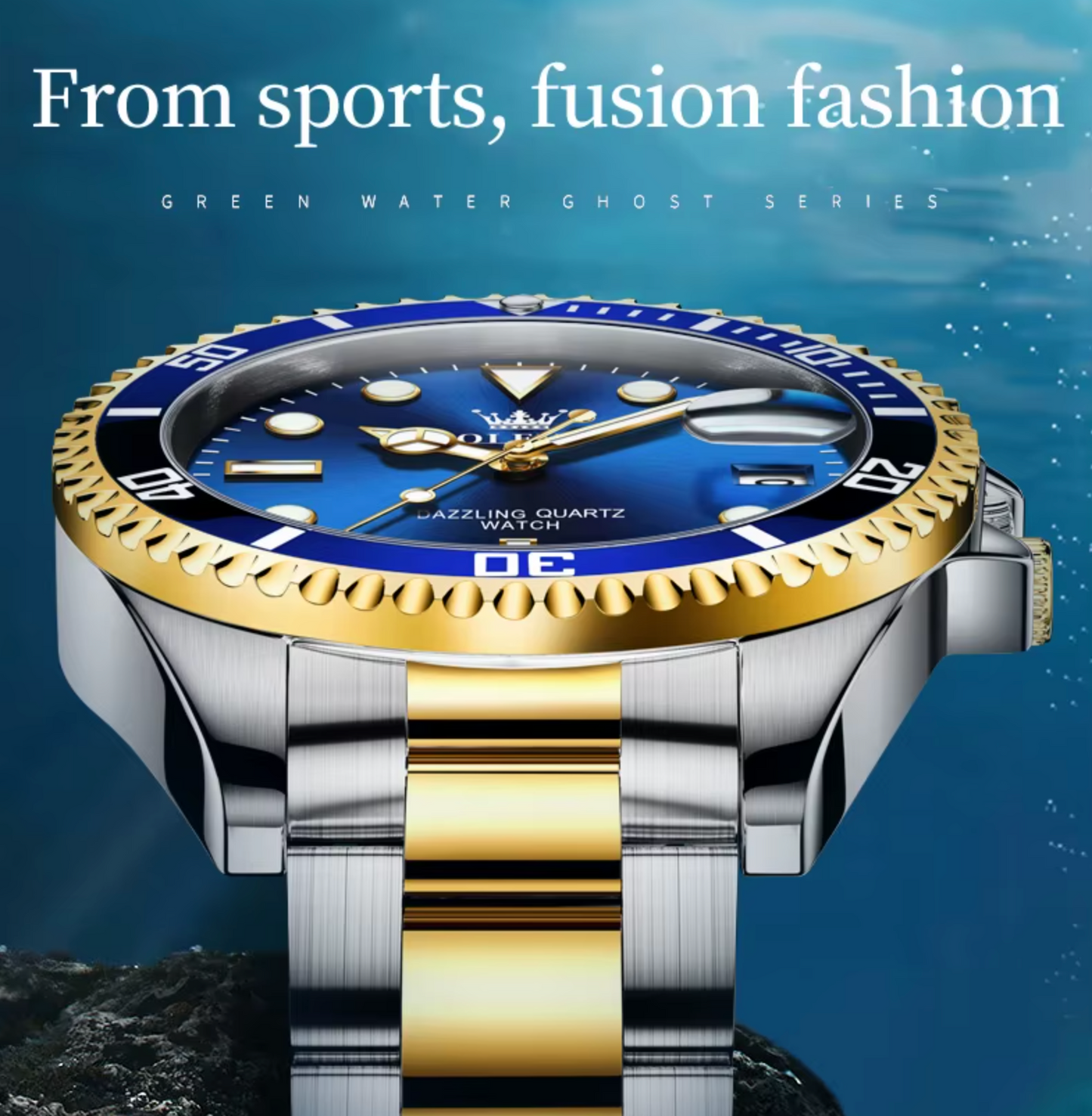 OLEVS Luxury Stainless Steel Band Quartz Watch Luminous & Deep Water Proof