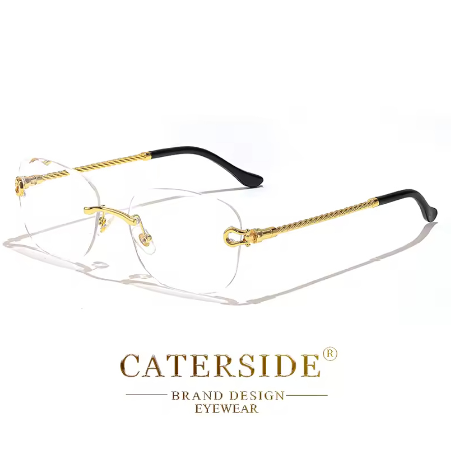 Luxury Retro Rich Craft Frameless Light Tint Style Mens Shaded Sunglasses