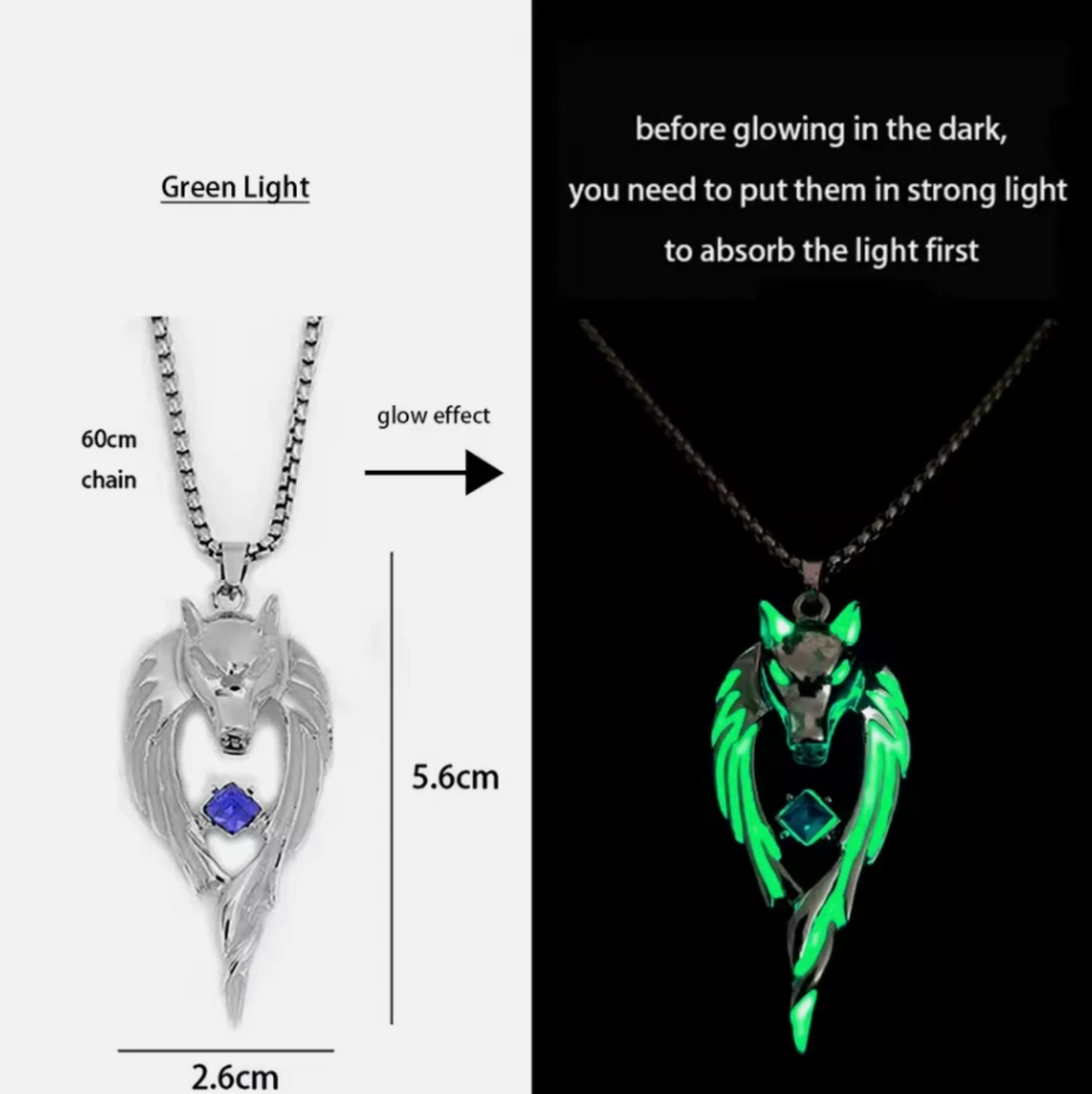 Glow In The Dark Luminescent Dragon Sword Necklaces