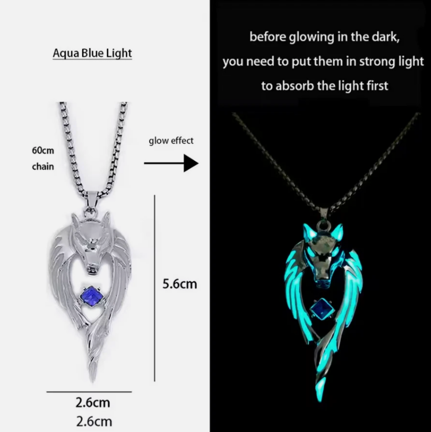 Glow In The Dark Luminescent Dragon Sword Necklaces