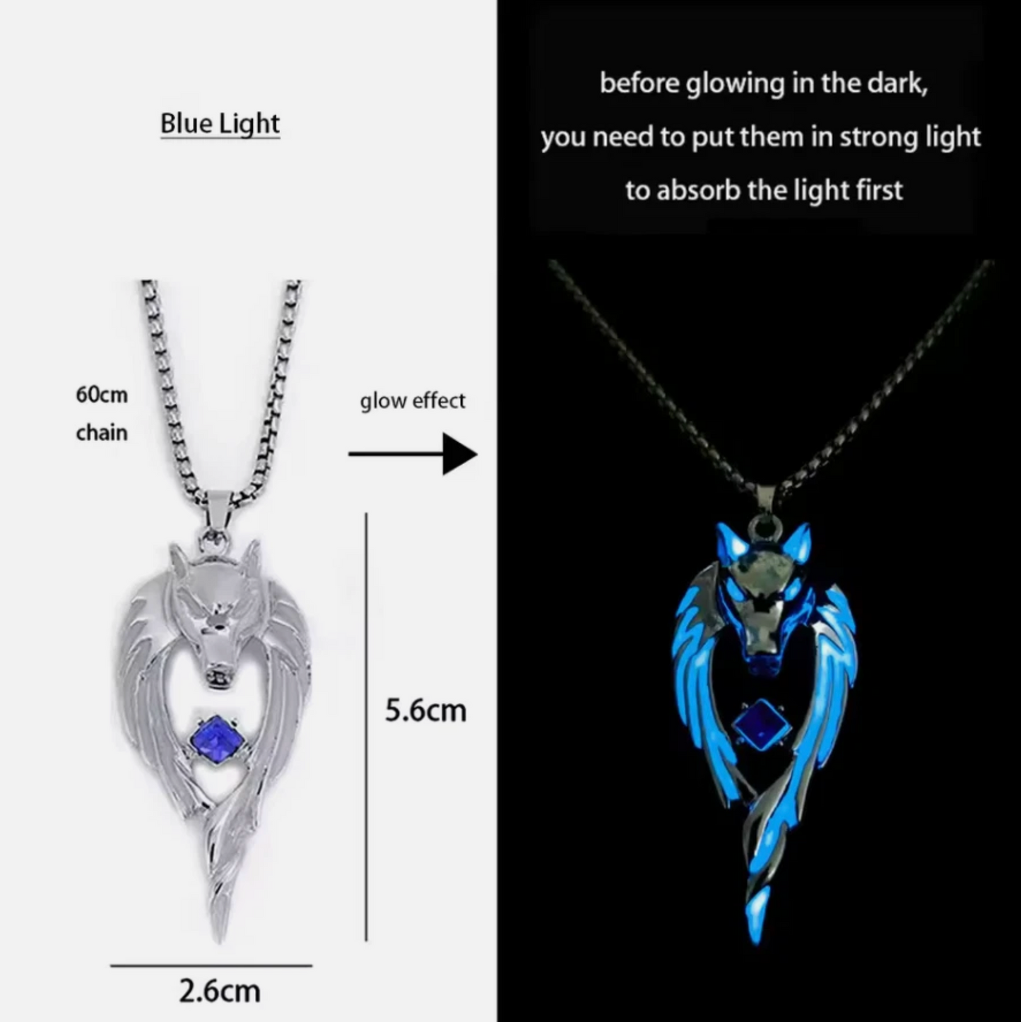 Glow In The Dark Luminescent Dragon Sword Necklaces