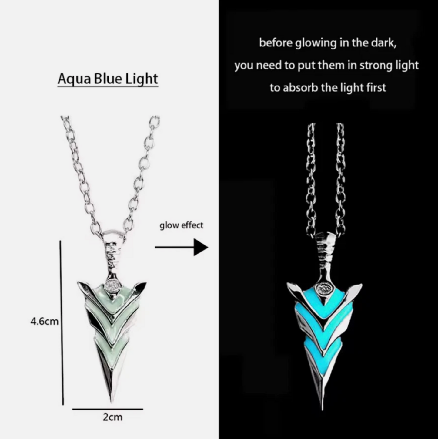 Glow In The Dark Luminescent Dragon Sword Necklaces