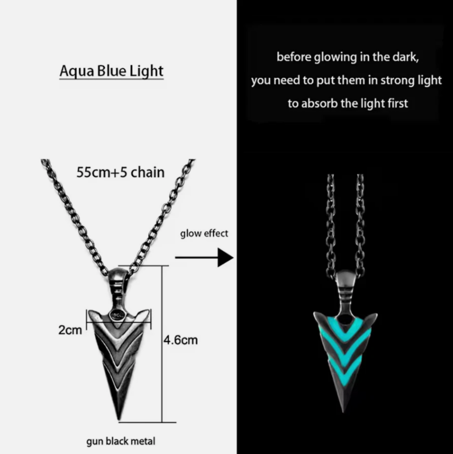 Glow In The Dark Luminescent Dragon Sword Necklaces