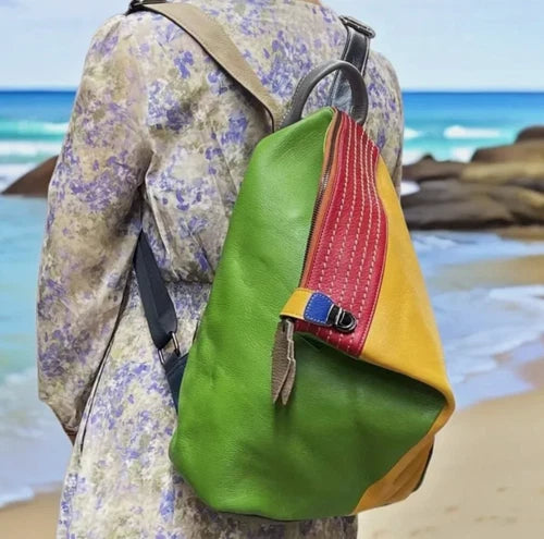 European Style Genuine Cowhide Leather Custom Designed Multicolor Back Pack
